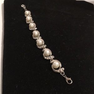 Jewelry - Simulated pearl and diamond silver bracelet Jewelry - Simulated pearl and diamond silver bracelet